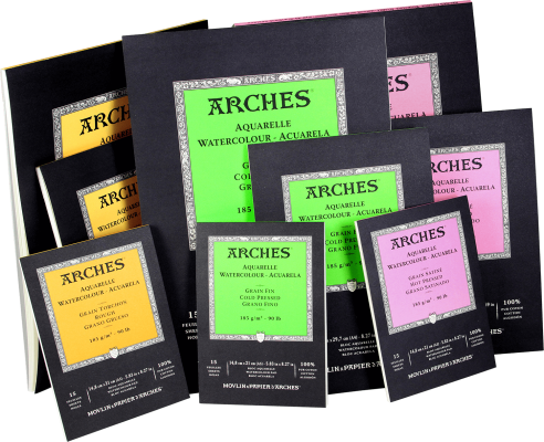 Gamme-Aquarel-185g-492x400 Arches Aquarellpapierblock kopfgeleimt - naturweiß 185g